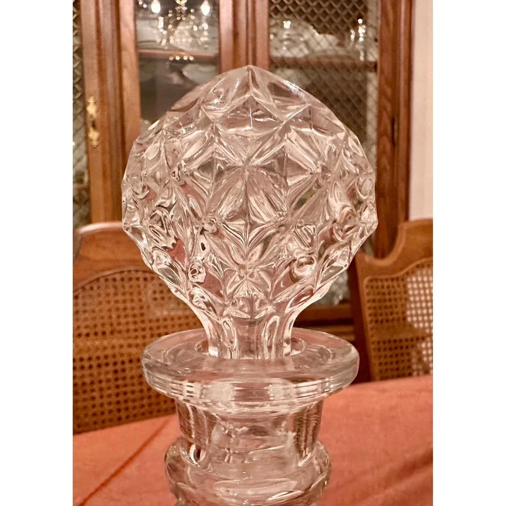 Vintage Cut Glass Liquor Decanter: Clear Barware Collection